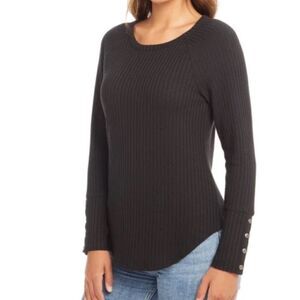 Chaser Waffle Knit Long Sleeve Shirt Black